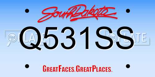 Q531SS South Dakota License Plate