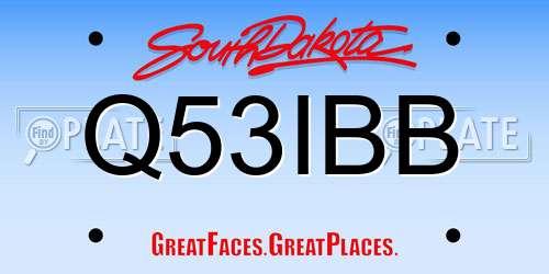 Q53IBB South Dakota License Plate