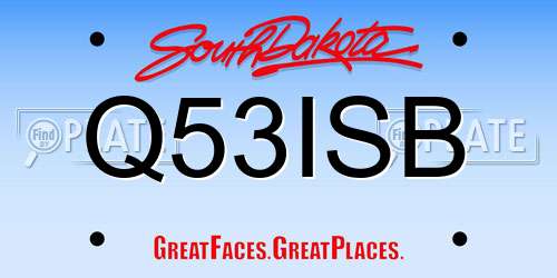 Q53ISB South Dakota License Plate