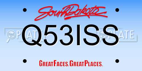 Q53ISS South Dakota License Plate