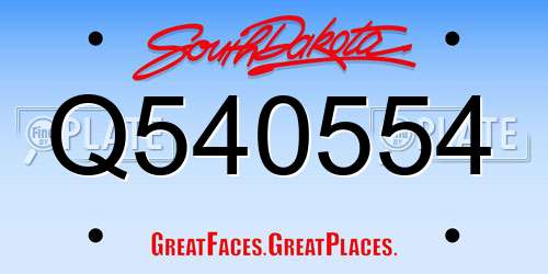 Q540554 South Dakota License Plate