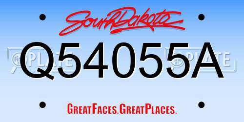 Q54055A South Dakota License Plate