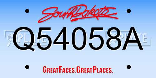 Q54058A South Dakota License Plate