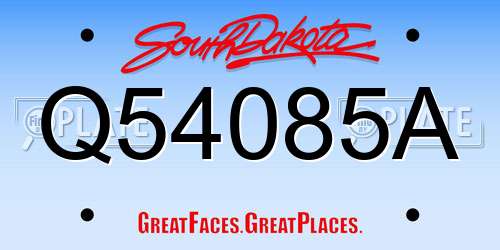 Q54085A South Dakota License Plate