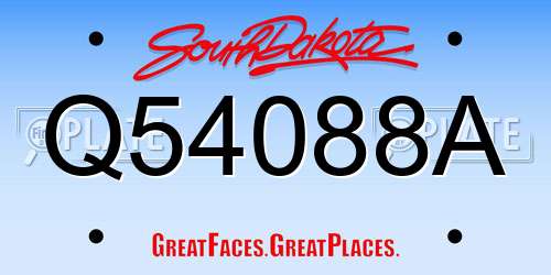 Q54088A South Dakota License Plate