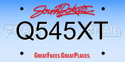 Q545XT South Dakota License Plate