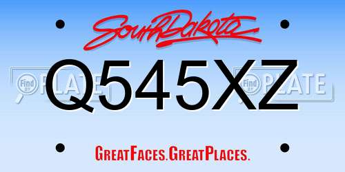 Q545XZ South Dakota License Plate