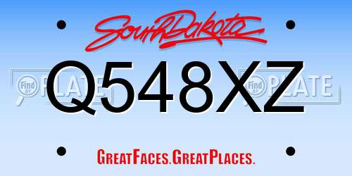 Q548XZ South Dakota License Plate