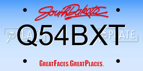 Q54BXT South Dakota License Plate