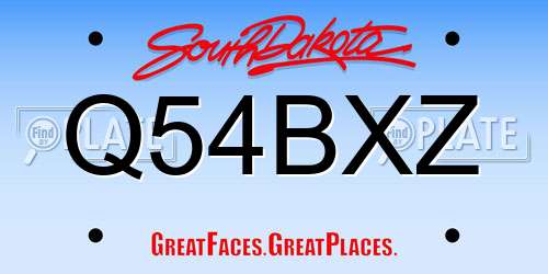 Q54BXZ South Dakota License Plate