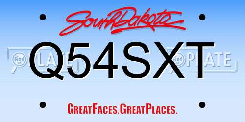 Q54SXT South Dakota License Plate