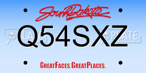 Q54SXZ South Dakota License Plate