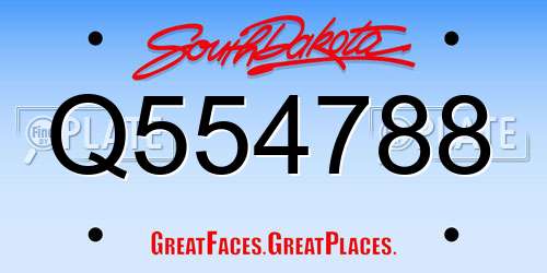 Q554788 South Dakota License Plate