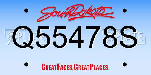 Q55478S South Dakota License Plate