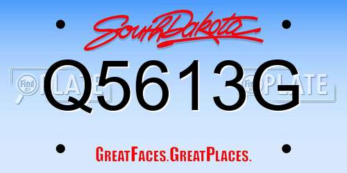 Q5613G South Dakota License Plate