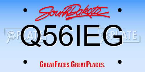 Q56IEG South Dakota License Plate