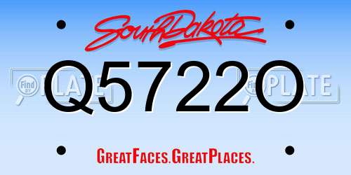 Q5722O South Dakota License Plate