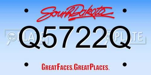 Q5722Q South Dakota License Plate