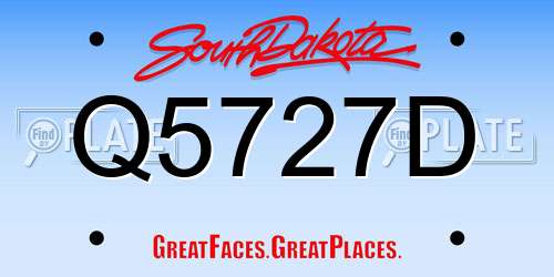 Q5727D South Dakota License Plate