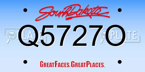 Q5727O South Dakota License Plate