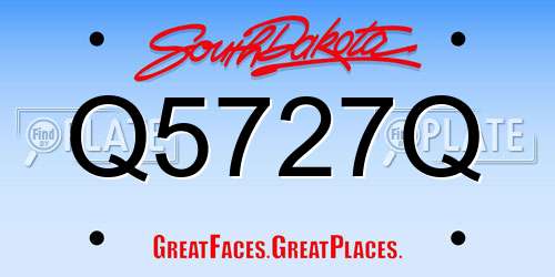 Q5727Q South Dakota License Plate