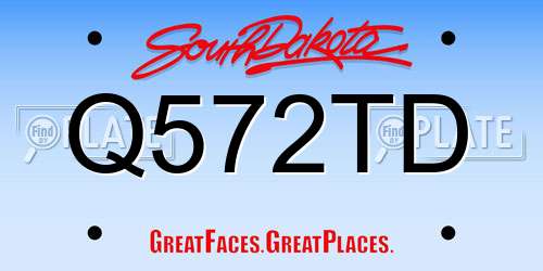 Q572TD South Dakota License Plate