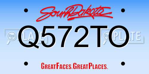 Q572TO South Dakota License Plate