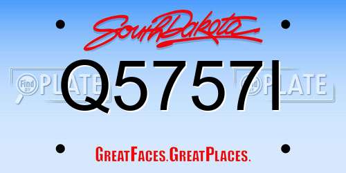 Q5757I South Dakota License Plate