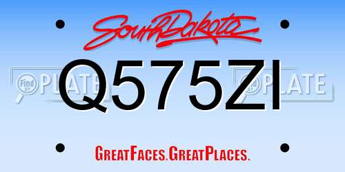 Q575ZI South Dakota License Plate