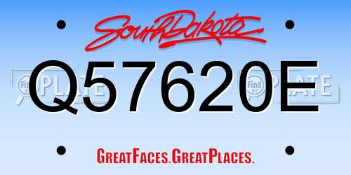 Q57620E South Dakota License Plate