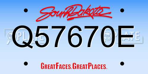 Q57670E South Dakota License Plate