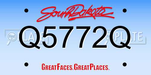 Q5772Q South Dakota License Plate