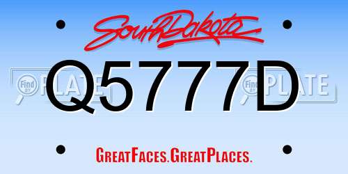 Q5777D South Dakota License Plate