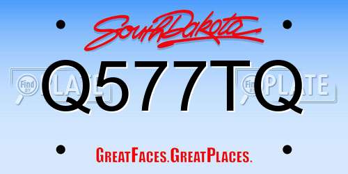 Q577TQ South Dakota License Plate