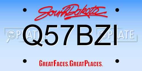 Q57BZI South Dakota License Plate