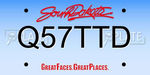 Q57TTD South Dakota License Plate