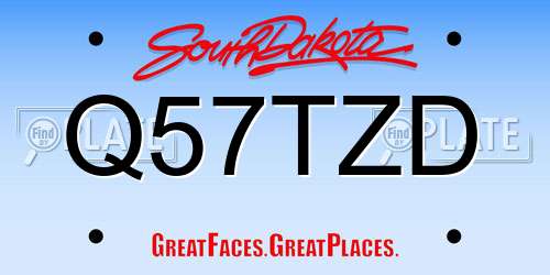 Q57TZD South Dakota License Plate