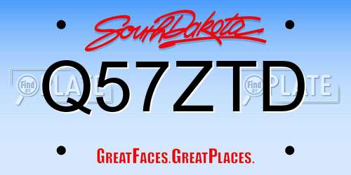 Q57ZTD South Dakota License Plate