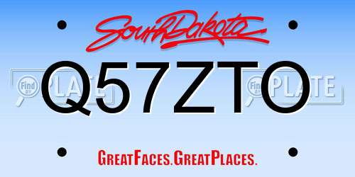 Q57ZTO South Dakota License Plate