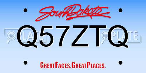 Q57ZTQ South Dakota License Plate
