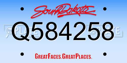 Q584258 South Dakota License Plate