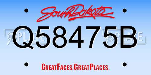 Q58475B South Dakota License Plate