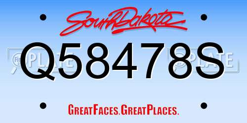 Q58478S South Dakota License Plate
