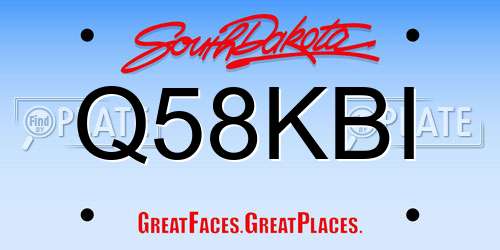 Q58KBI South Dakota License Plate