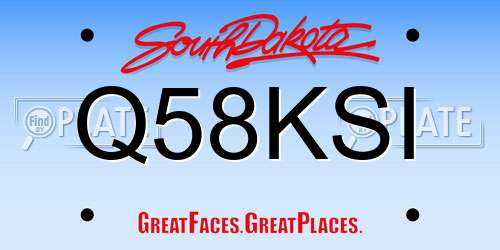 Q58KSI South Dakota License Plate