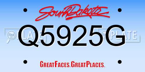 Q5925G South Dakota License Plate