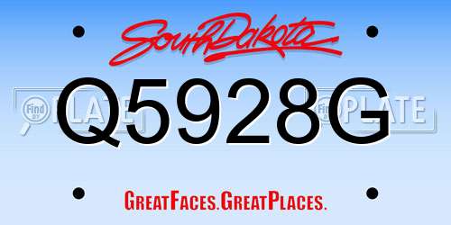 Q5928G South Dakota License Plate