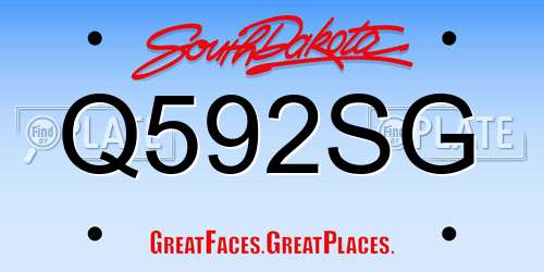 Q592SG South Dakota License Plate