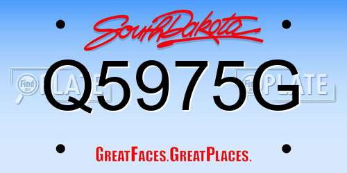Q5975G South Dakota License Plate