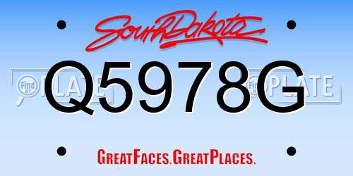 Q5978G South Dakota License Plate